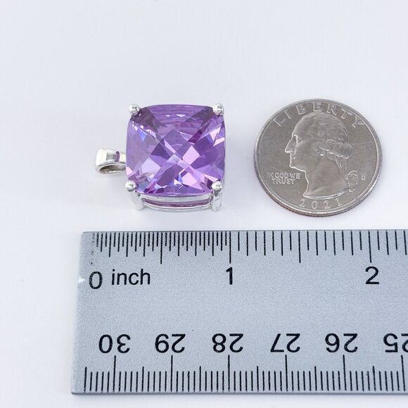 Vintage Sterling Silver 925 Purple Cubic Zirconia Pendant - Picture 7 of 7